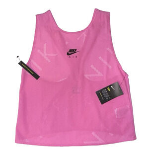 Nike Air Women's Med DRI-FIT Running Racerback Tank Perforated Spellout Pink 5K